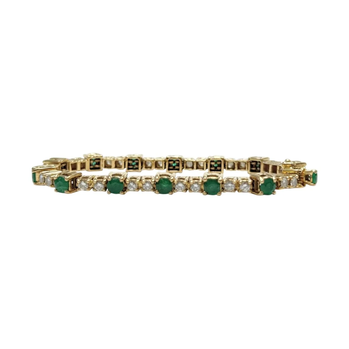Bracelet Line in yellow gold, emeralds and diamonds - Image 3