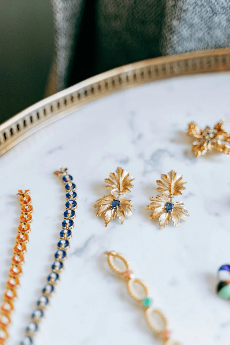 Bracelet in yellow gold, blue enamel, set with a diamond - Image 6
