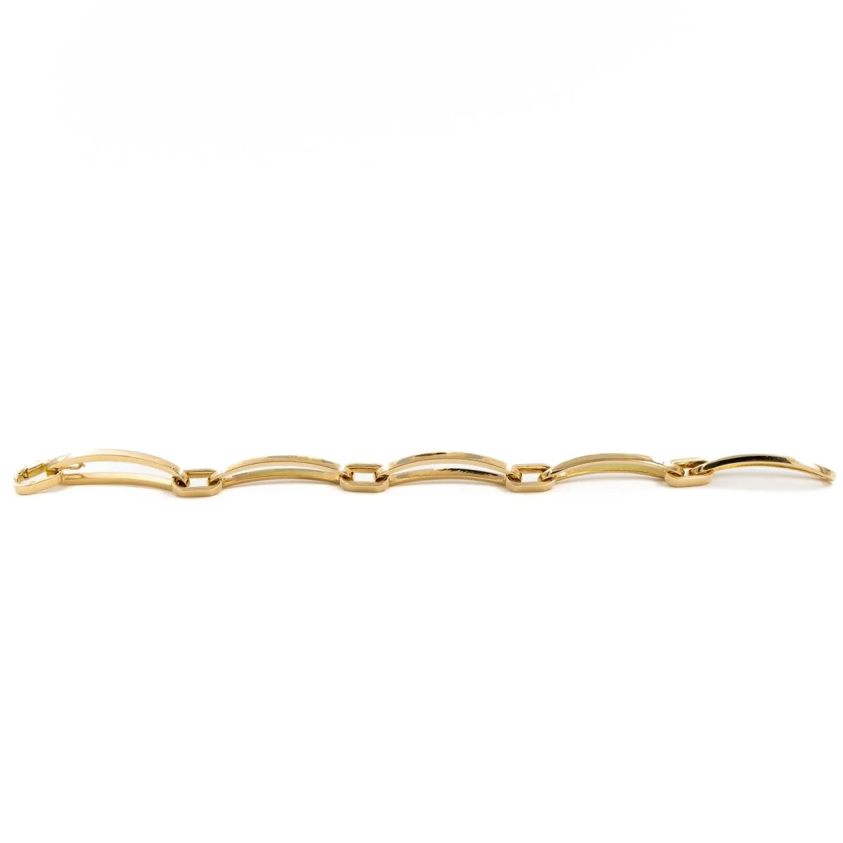 Curb bracelet alternating link in yellow gold - Image 7