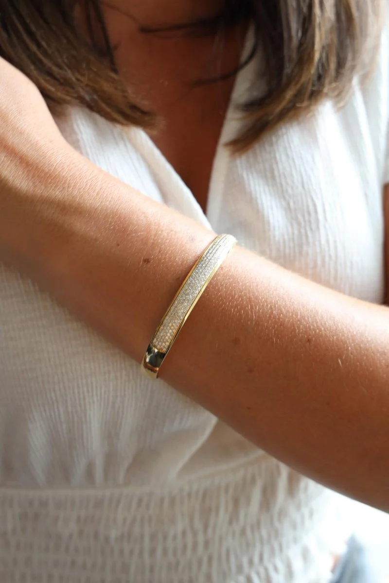 Yellow Gold Diamond Bangle Bracelet - Image 2