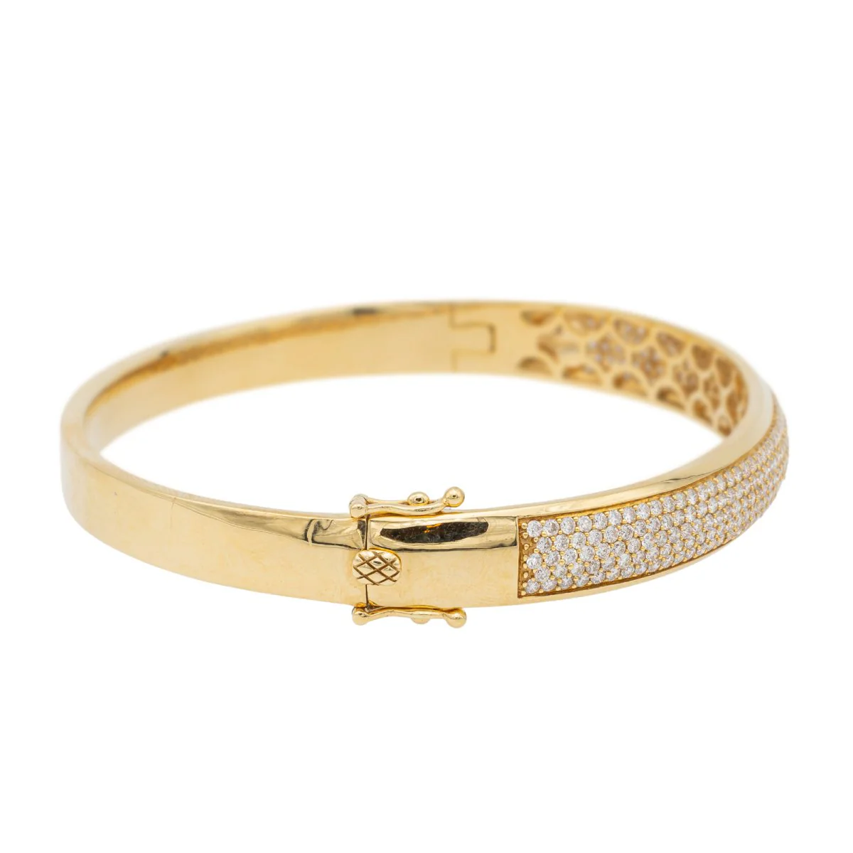 Yellow Gold Diamond Bangle Bracelet - Image 6