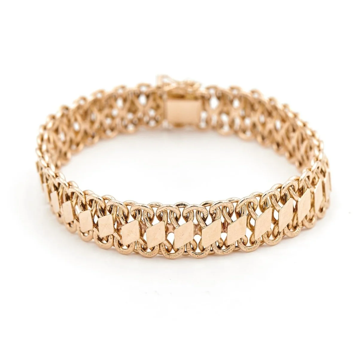 Fancy mesh bracelet in yellow gold