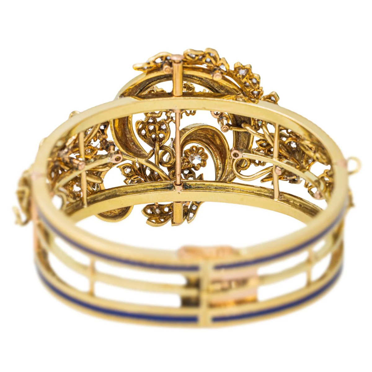 Cuff bracelet in yellow gold, enamel and diamond - Image 5