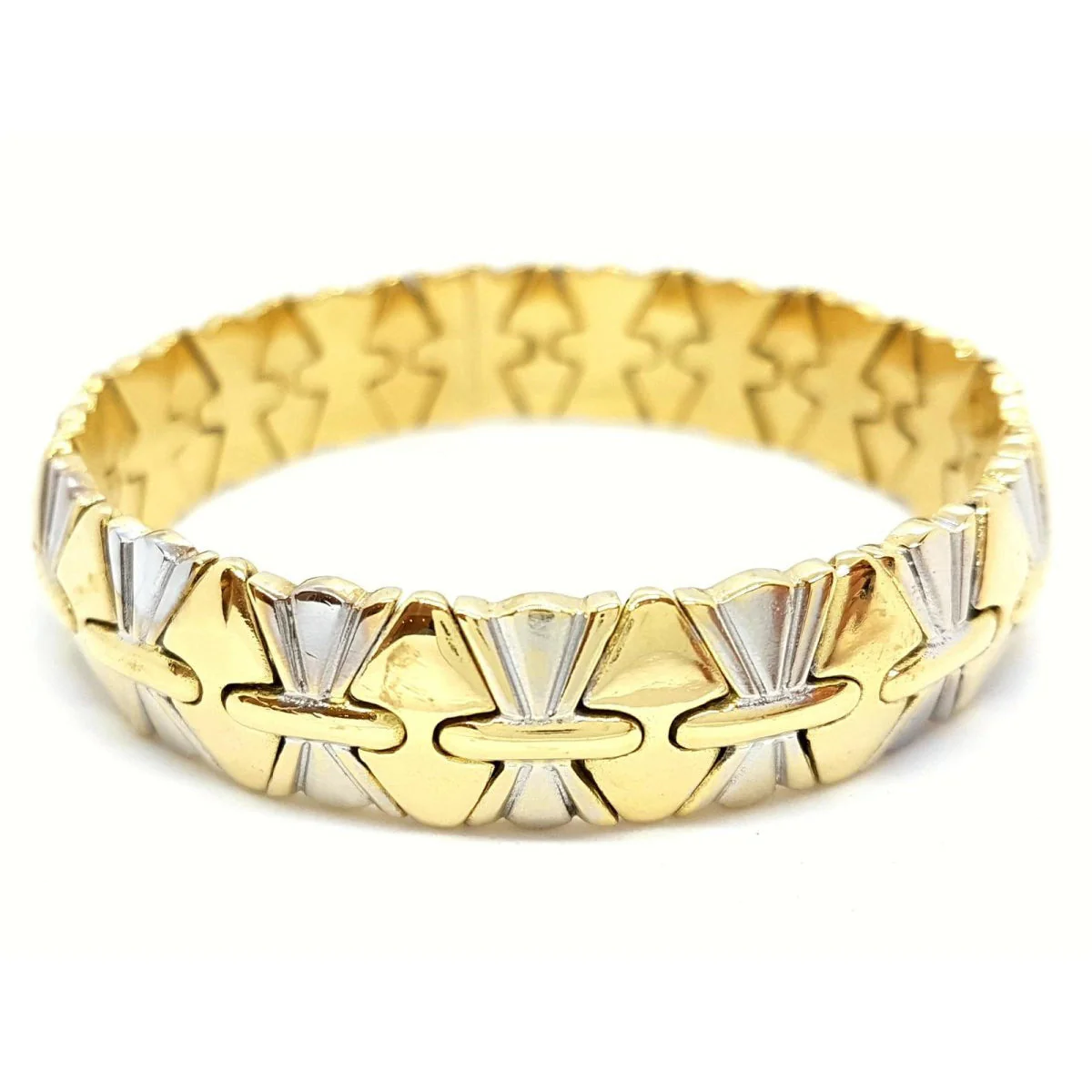 Geometric bracelet in yellow and white gold