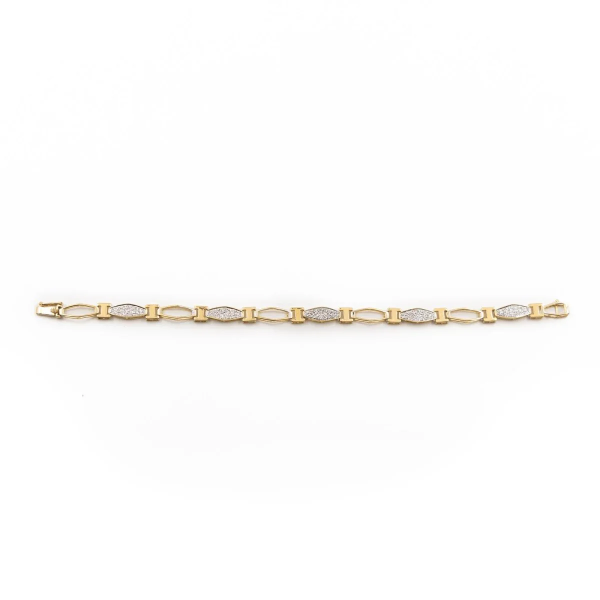 Yellow gold and paved diamond alternating mesh bracelet - Image 5