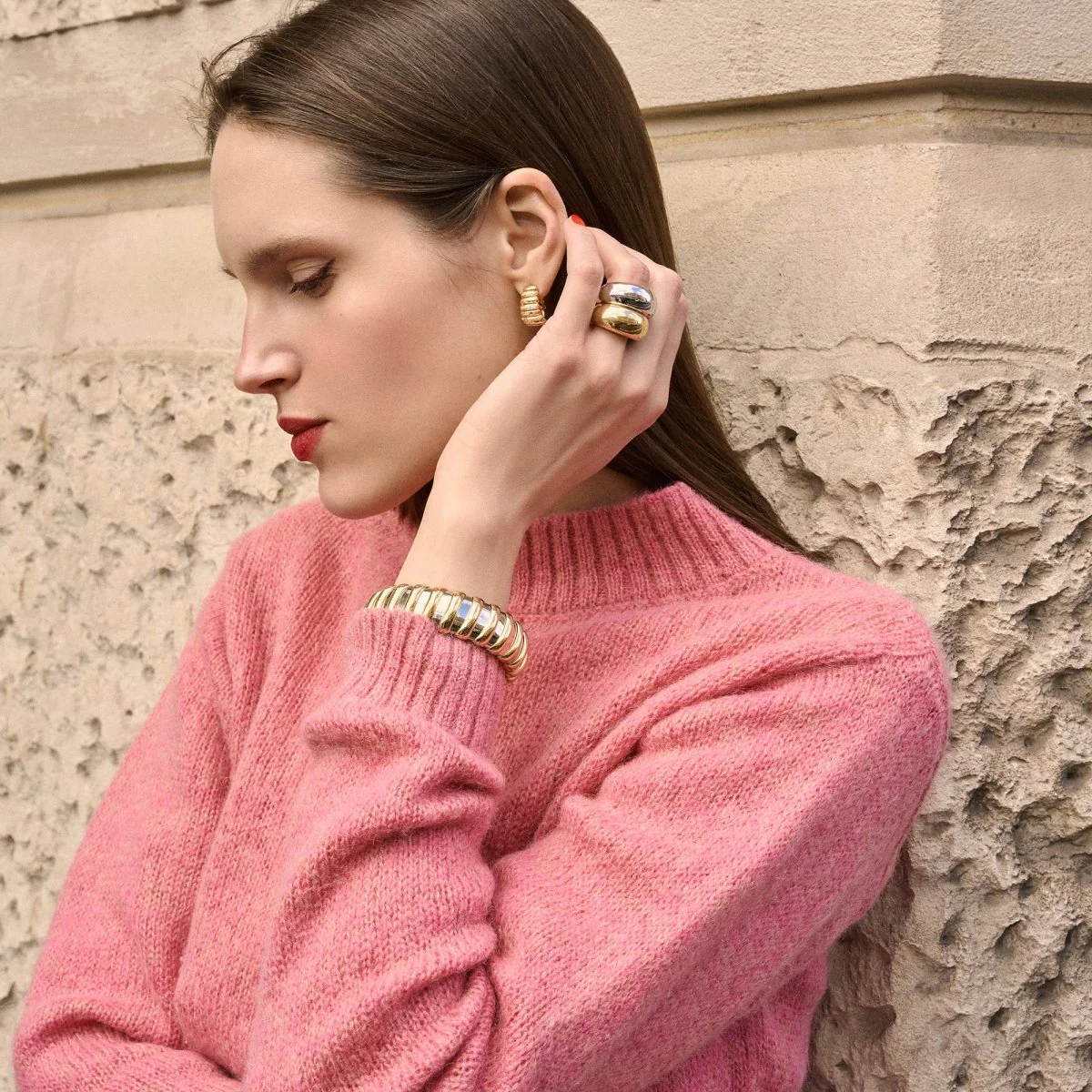BULGARI "Tubogas" rigid bracelet in yellow gold and steel - Image 2