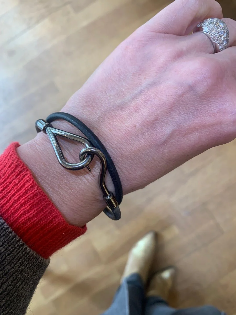 Bracelet Soft HERMÈS "Jumbo" in silver and leather - Image 2