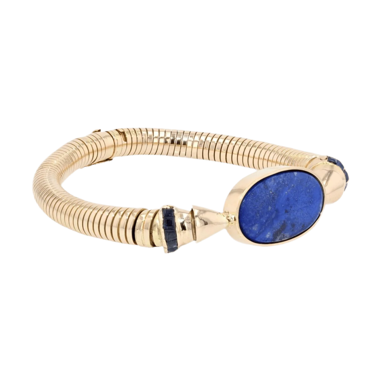 Bracelet Flexible in yellow gold, sapphires and lapis lazuli - Image 5