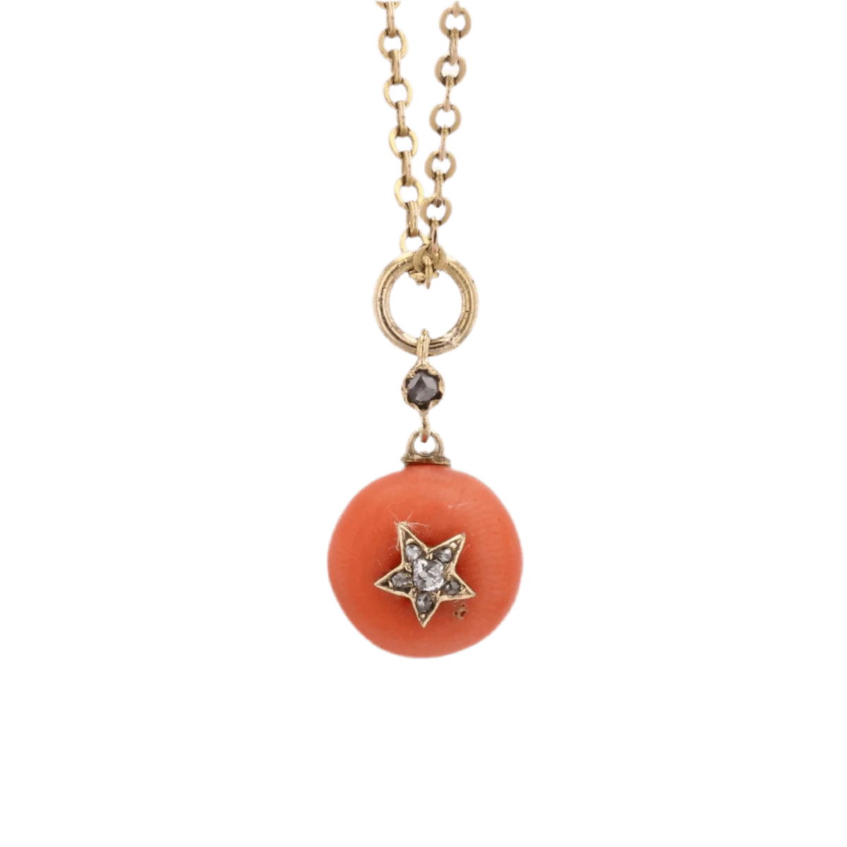 Antique coral ball star charm diamondée - Image 3