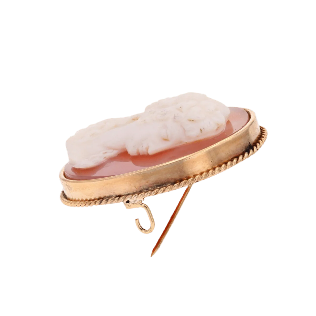 Brooch Pin in yellow gold and agate - Image 5
