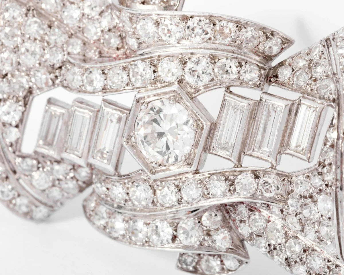 Platinum and diamond brooch - Image 3