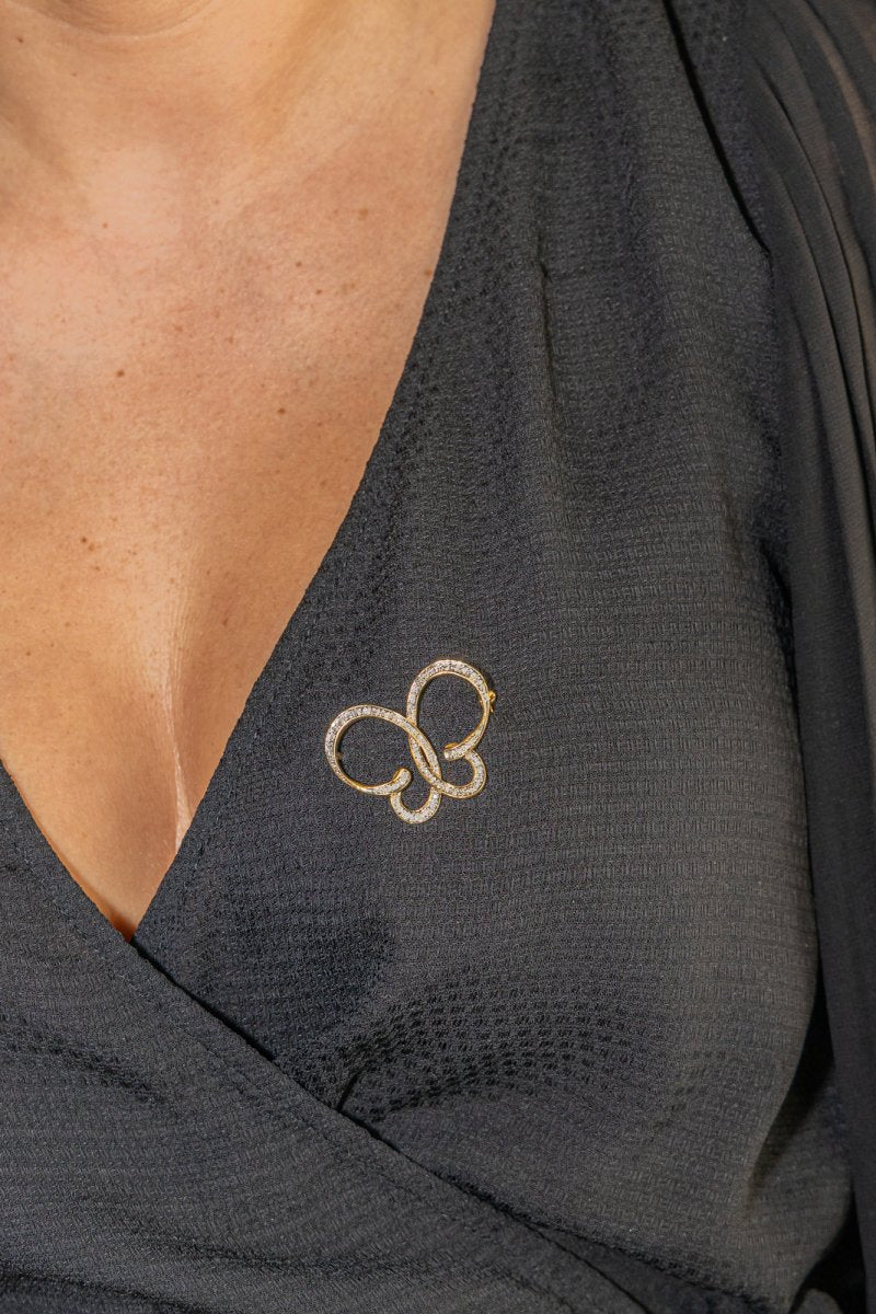 Yellow Gold Diamond Pin Brooch - Image 2