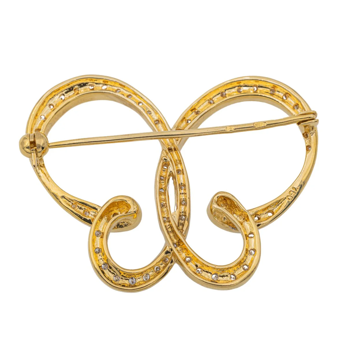 Yellow Gold Diamond Pin Brooch - Image 5