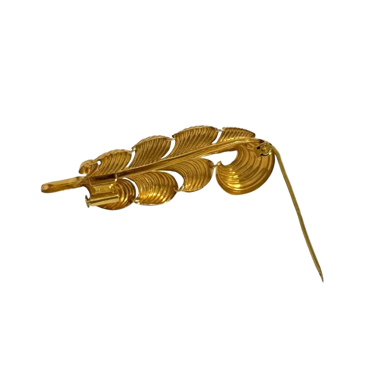 Yellow gold pin brooch - Image 3