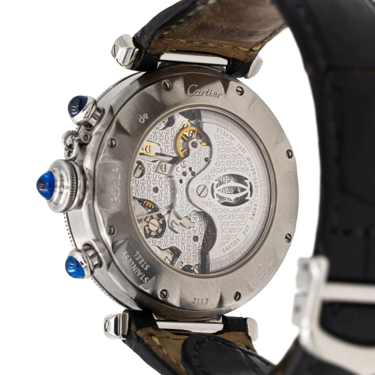CARTIER Mechanical Watch "Pasha 2113" in steel and leather - Image 4