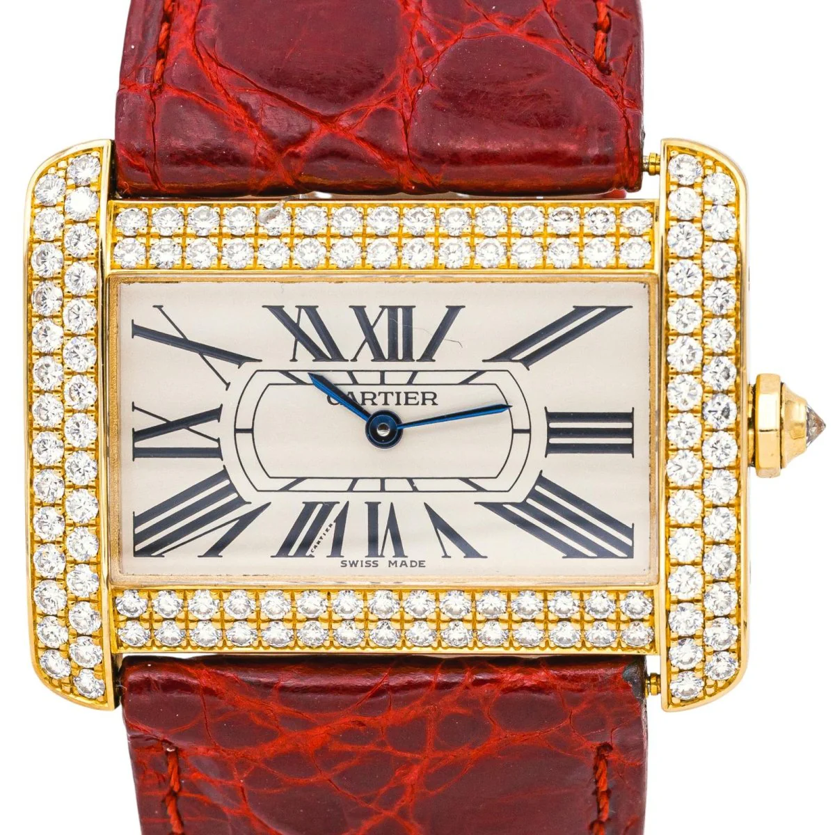 CARTIER "Tank Divan" watch in yellow gold, leather and diamonds - Image 3