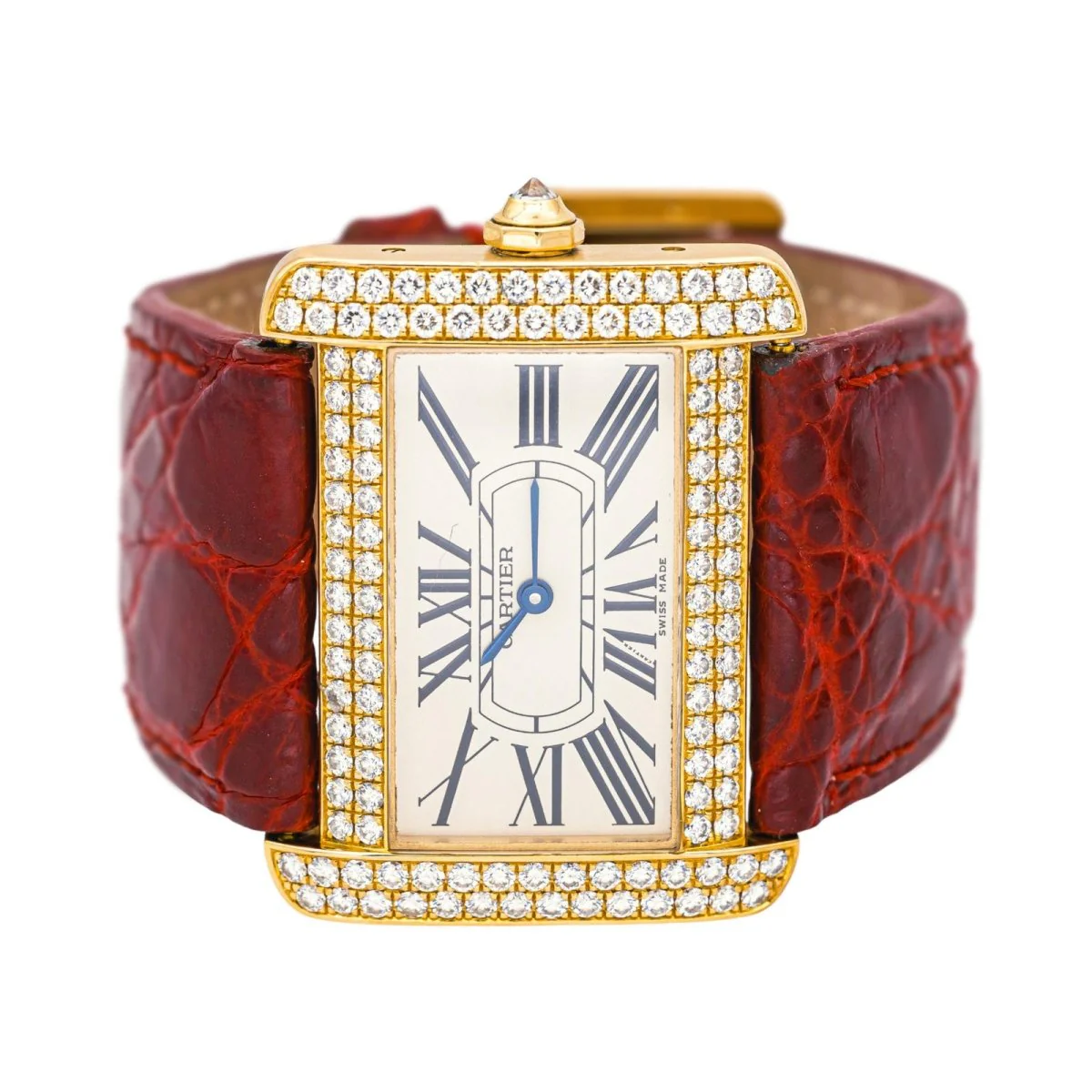 CARTIER "Tank Divan" watch in yellow gold, leather and diamonds - Image 5