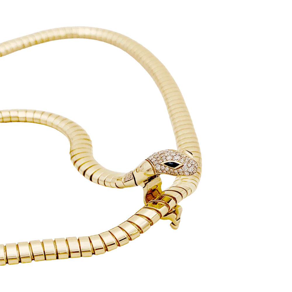 BULGARI Tubogas necklace "Serpenti Tubogas" in yellow gold, onyx and diamonds - Image 4