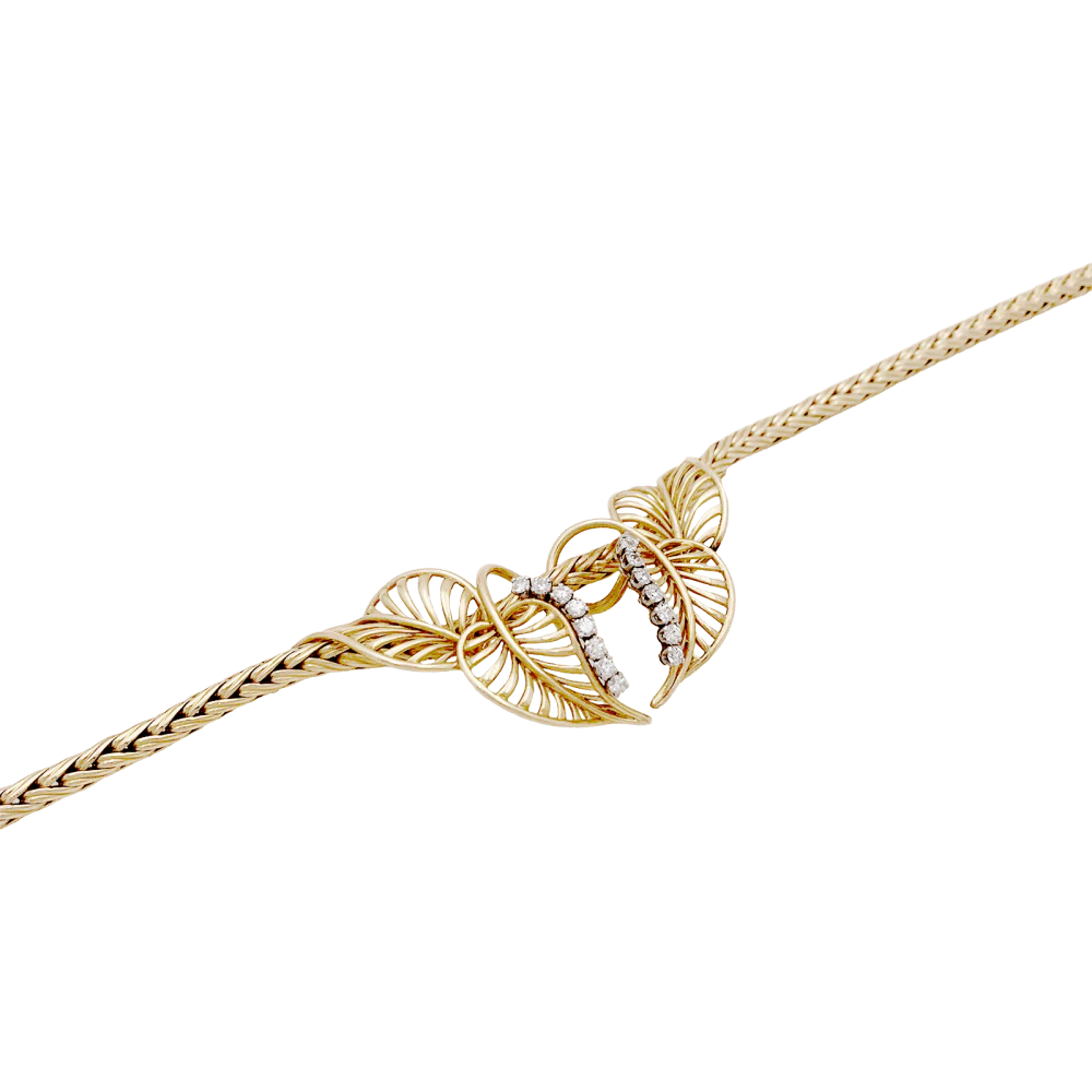 ANDRÉ COL "Foliage" Drapery Necklace in yellow gold and diamonds - Image 5