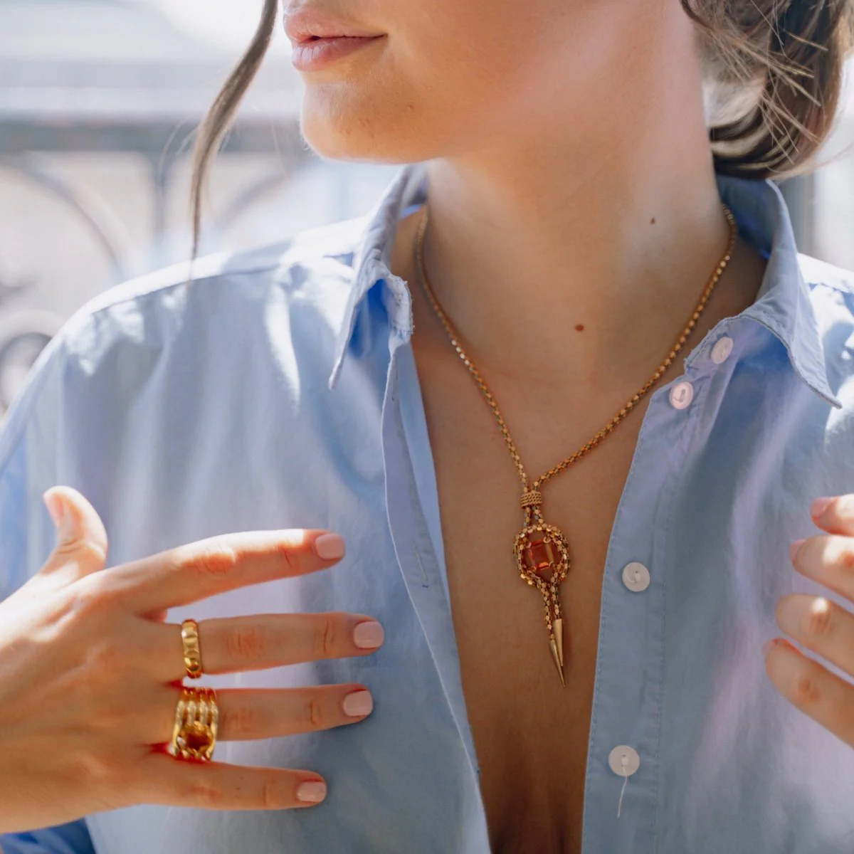 Negligé necklace in yellow gold and citrine - Image 2