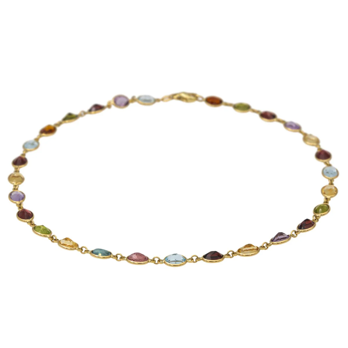Soft mesh necklace in yellow gold and fine stones - Image 8
