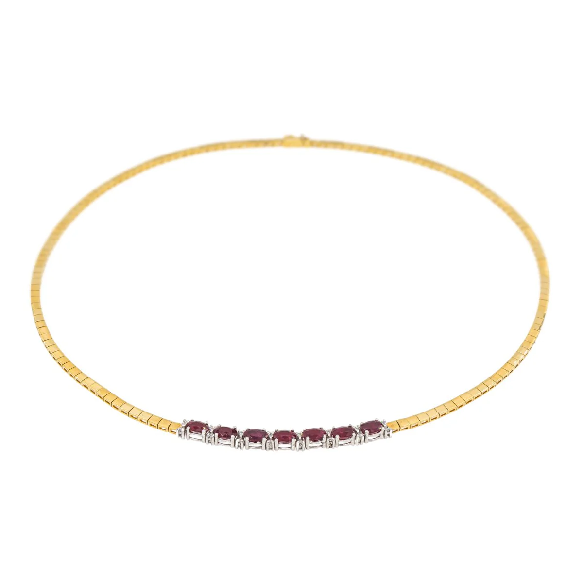 Maille necklace in two gold, rubies, and diamonds - Image 3