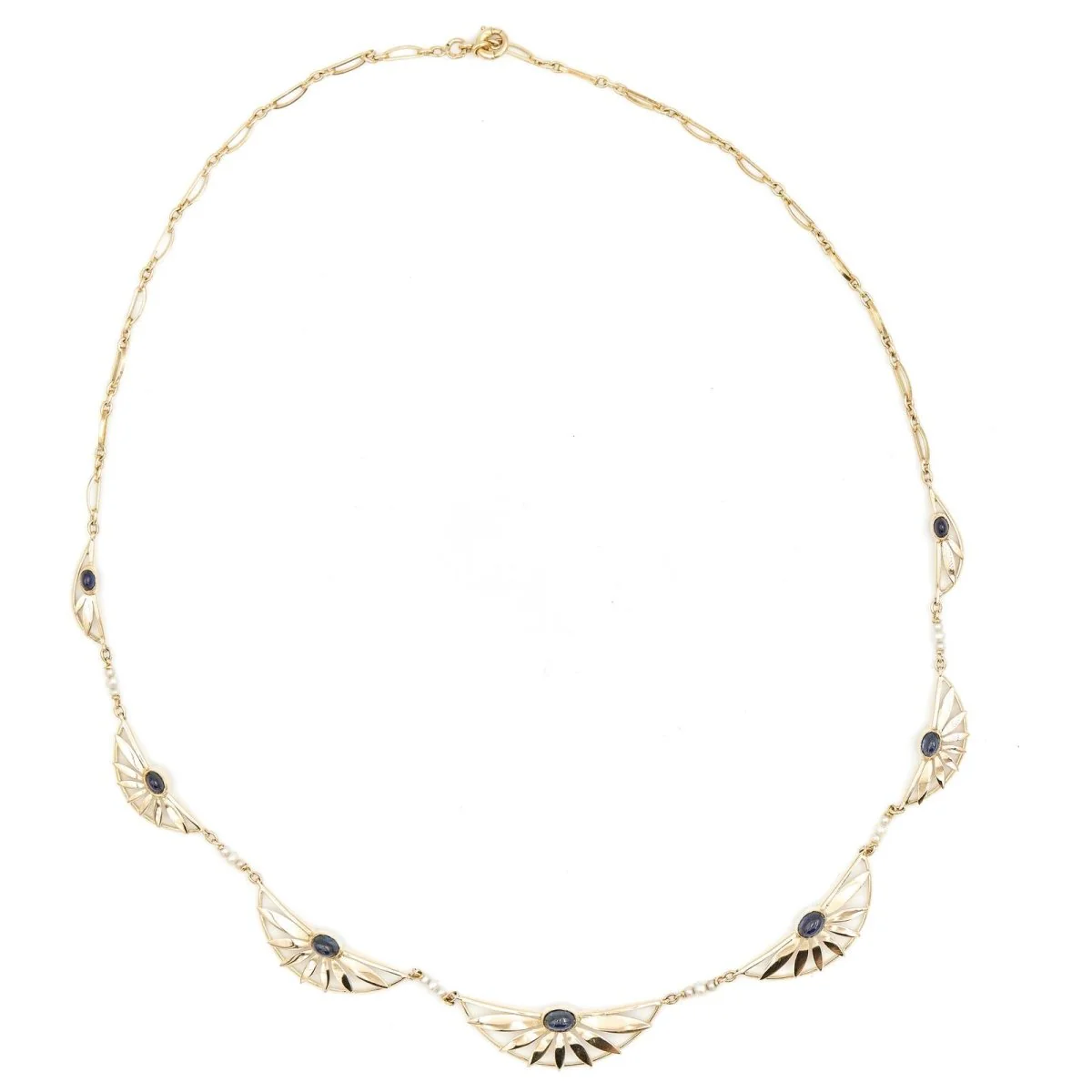 Geometric necklace in yellow gold and sapphires - Image 4