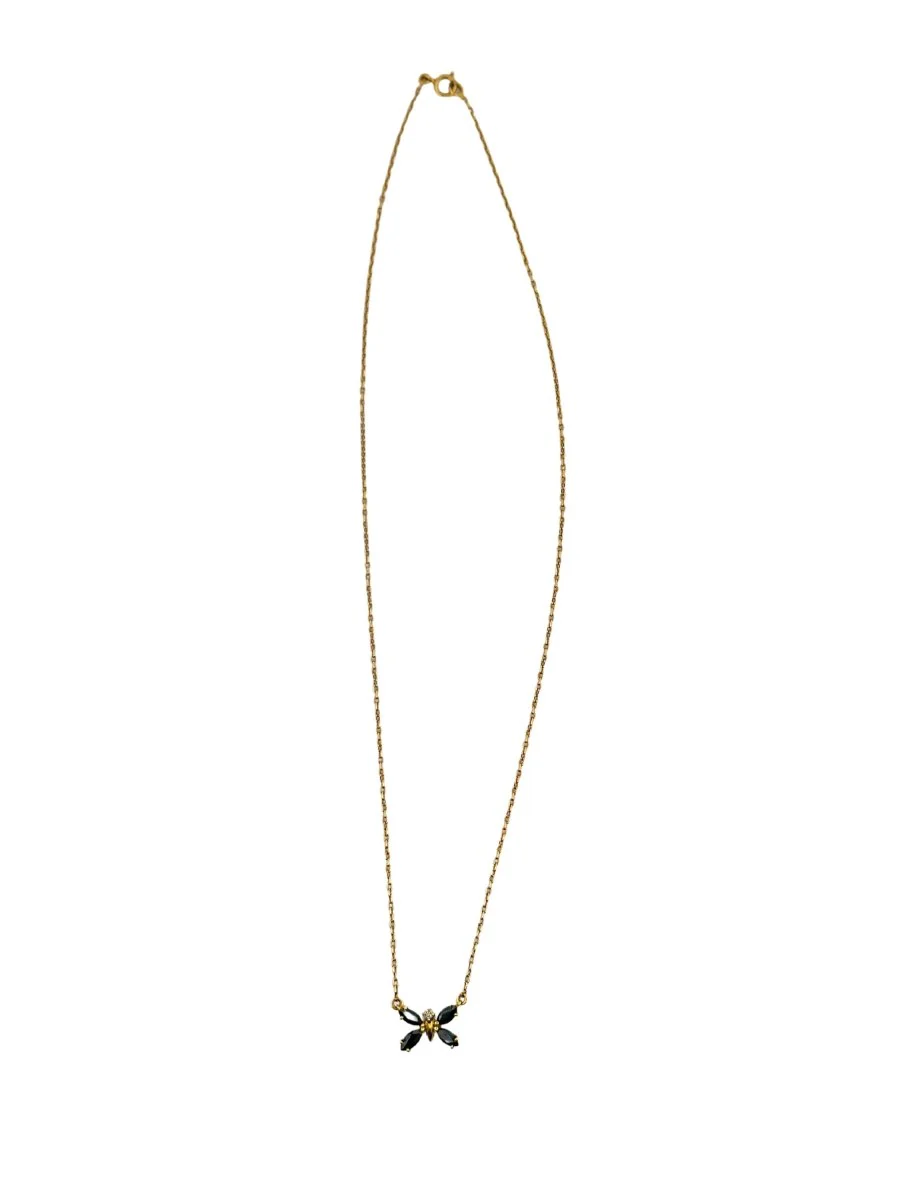 Butterfly Pendant Necklace in yellow gold, sapphires and diamond - Image 2