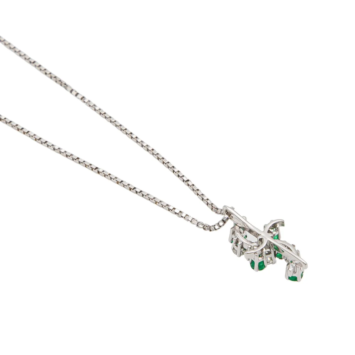 White Gold Emerald Pendant Necklace - Image 6