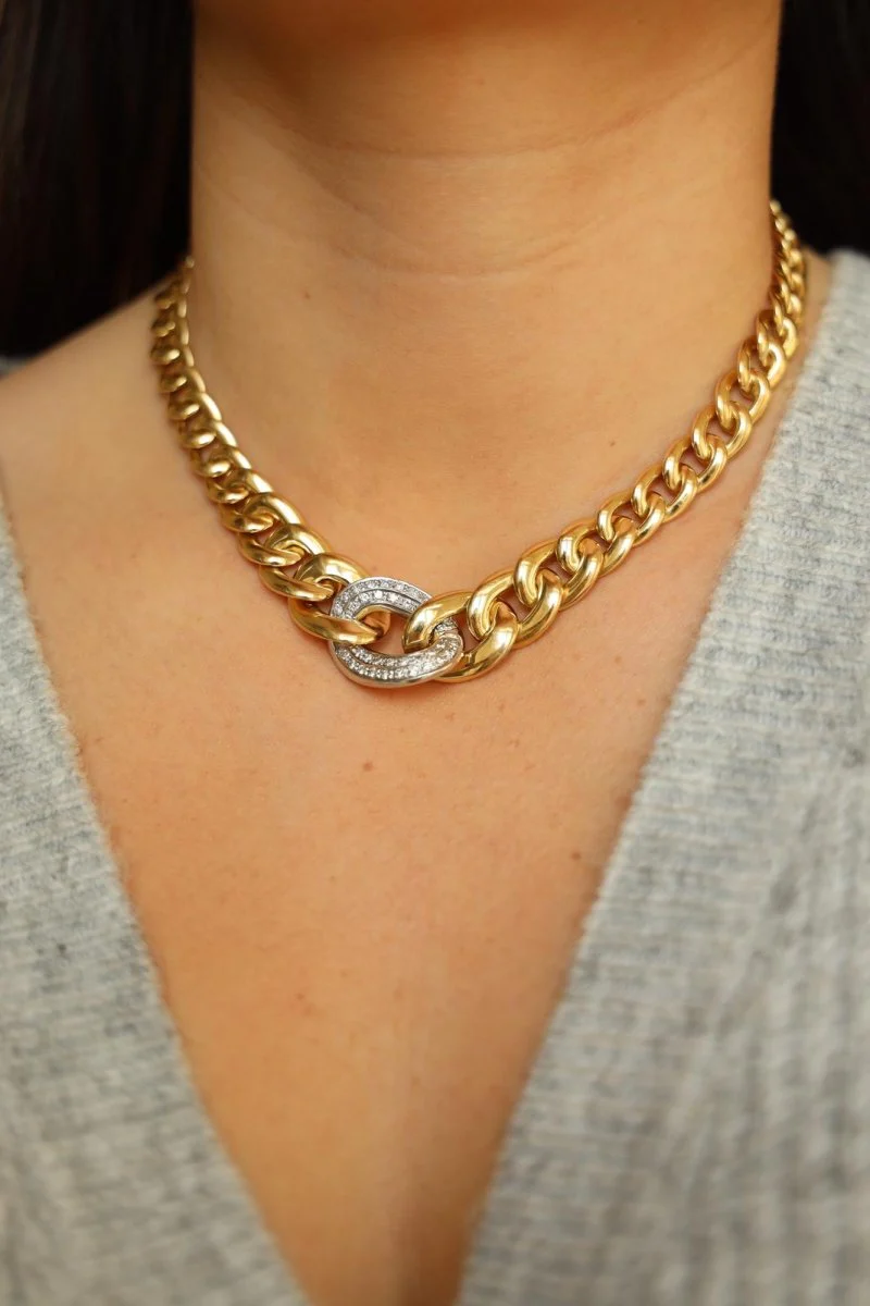 Choker Necklace Yellow Gold Diamond - Image 2
