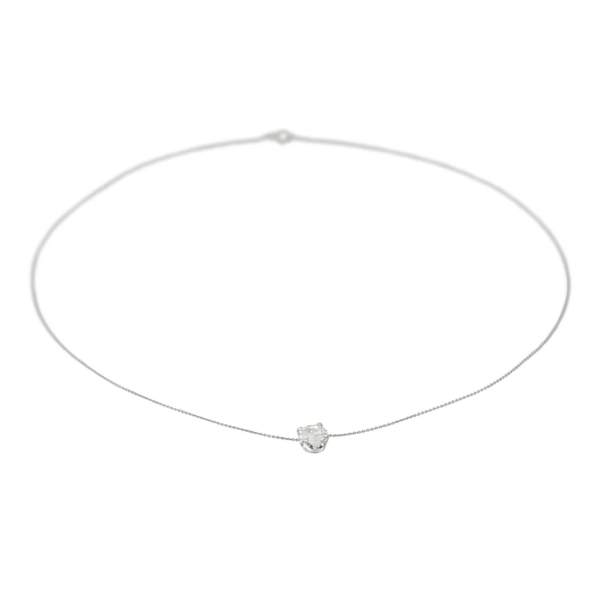 Solitaire necklace in white gold and diamond - Image 8