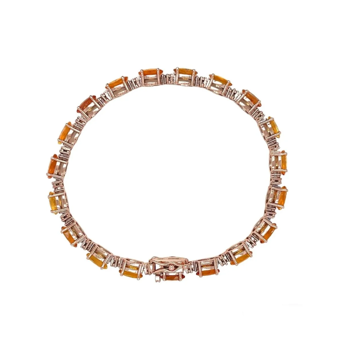 Rose Gold Link Bracelet with 16 CTW Natural Padparadsha Diamond - Image 9