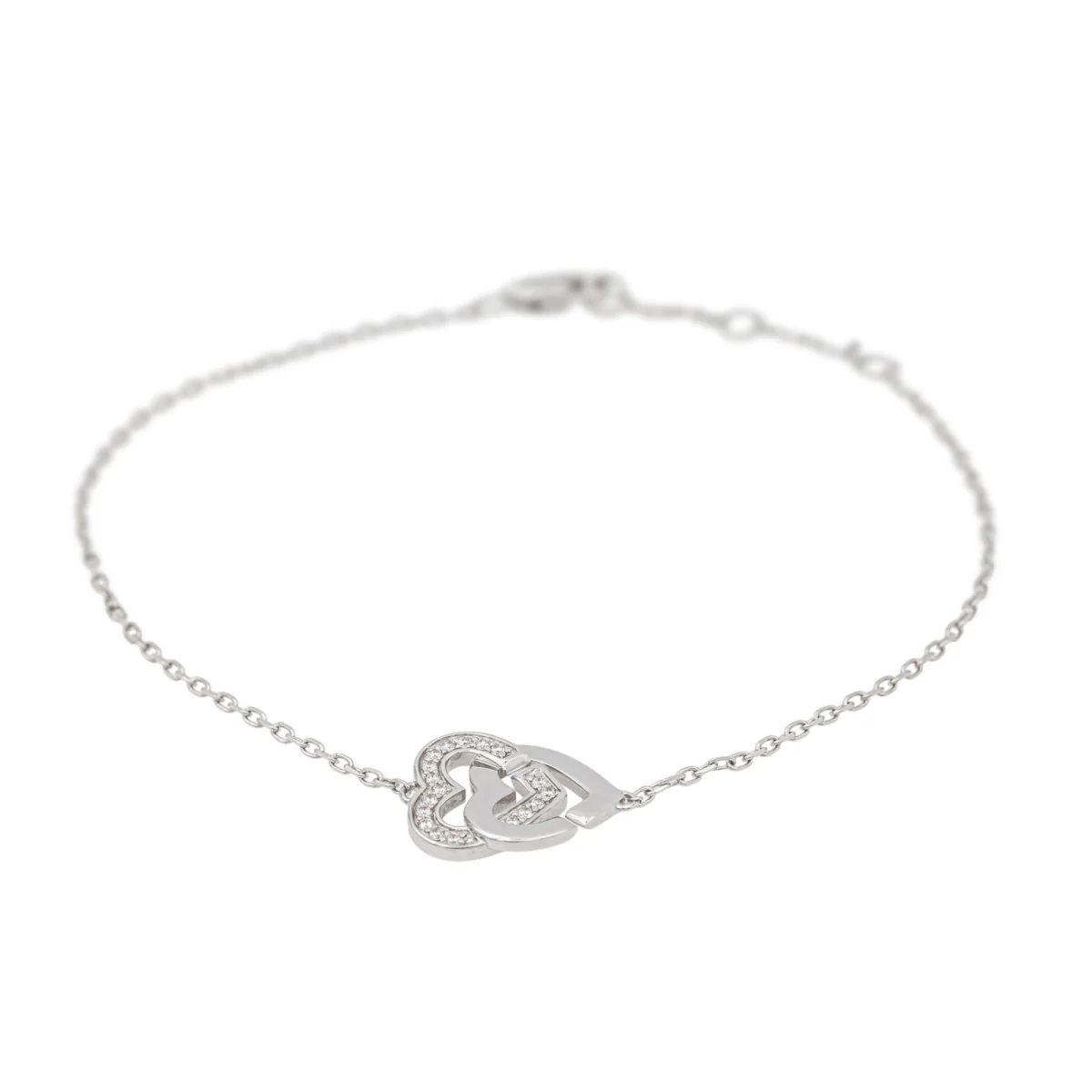 DINH VAN "Double heart" bracelet in white gold and diamond