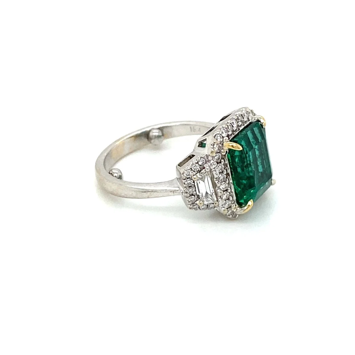 Estate Certified 3.33 Carat Natural Emerald Diamonds Gold Ring - Image 16