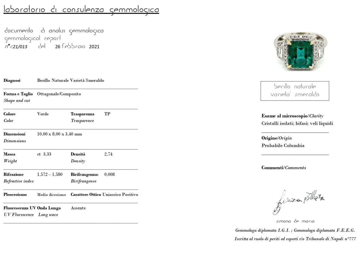 Estate Certified 3.33 Carat Natural Emerald Diamonds Gold Ring - Image 19