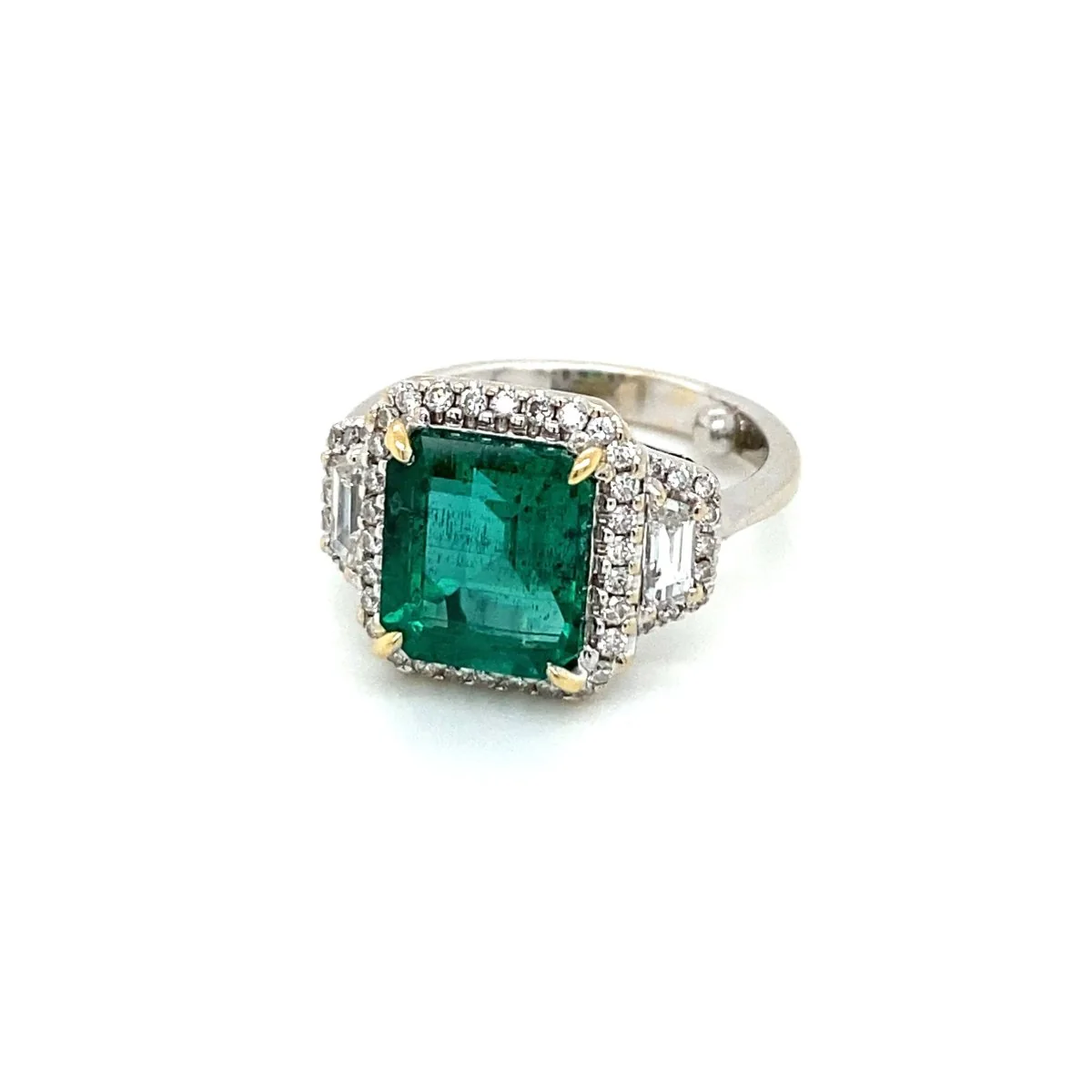 Estate Certified 3.33 Carat Natural Emerald Diamonds Gold Ring - Image 3
