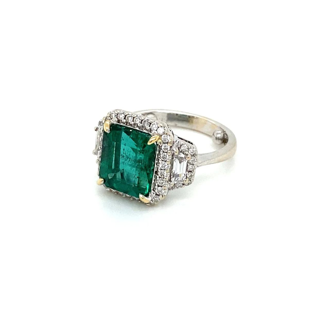 Estate Certified 3.33 Carat Natural Emerald Diamonds Gold Ring - Image 9