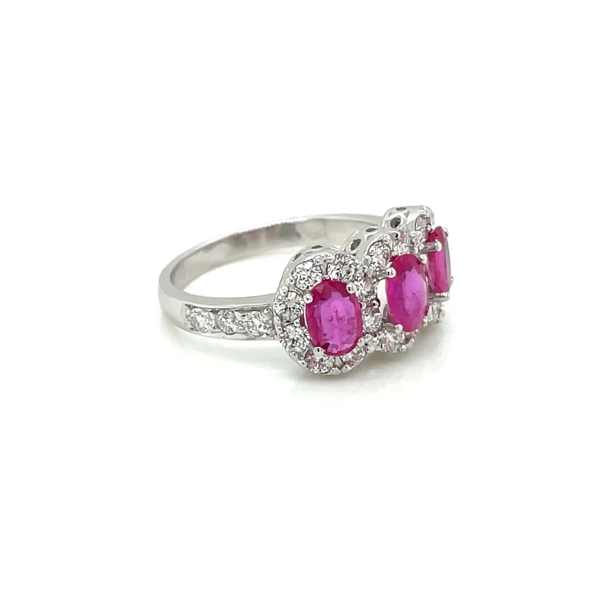 Three Stone Ruby and Diamond Engagement Ring - Image 3
