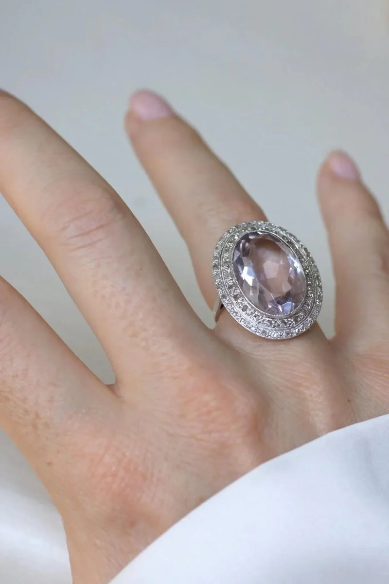 Grande Ring Art Deco Amethyst and diamonds - Image 8