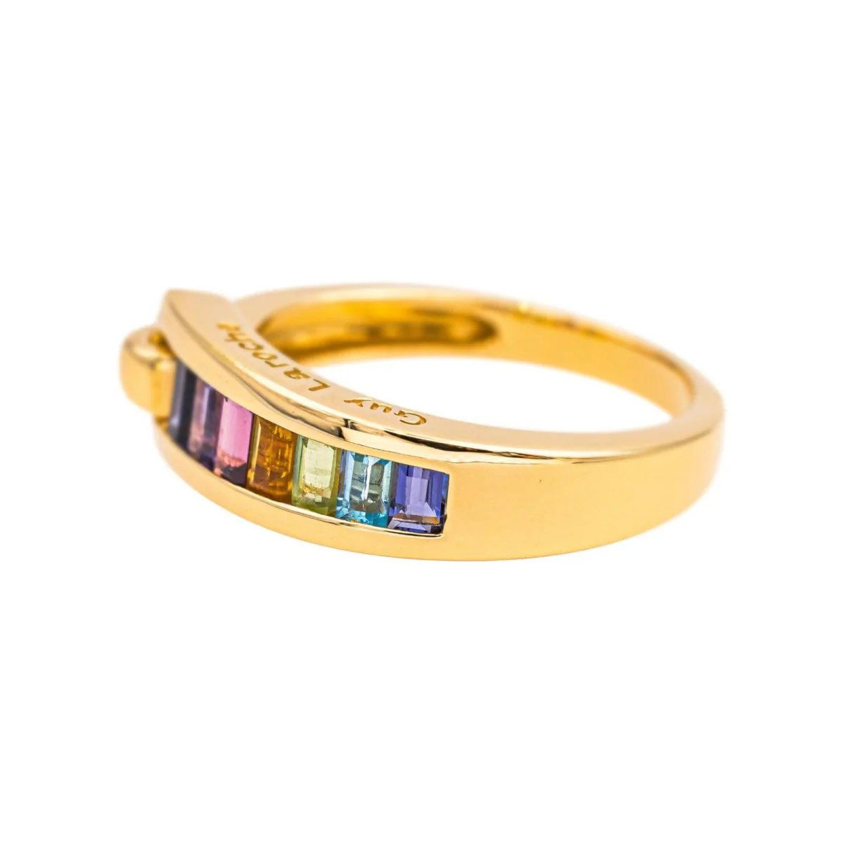 Ring GUY LAROCHE headband in yellow gold, amethyst, citrine, garnet, peridot and topaz - Image 4