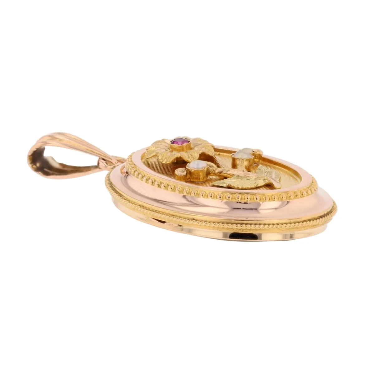 Pendant in rose gold, pearls and rubies - Image 4