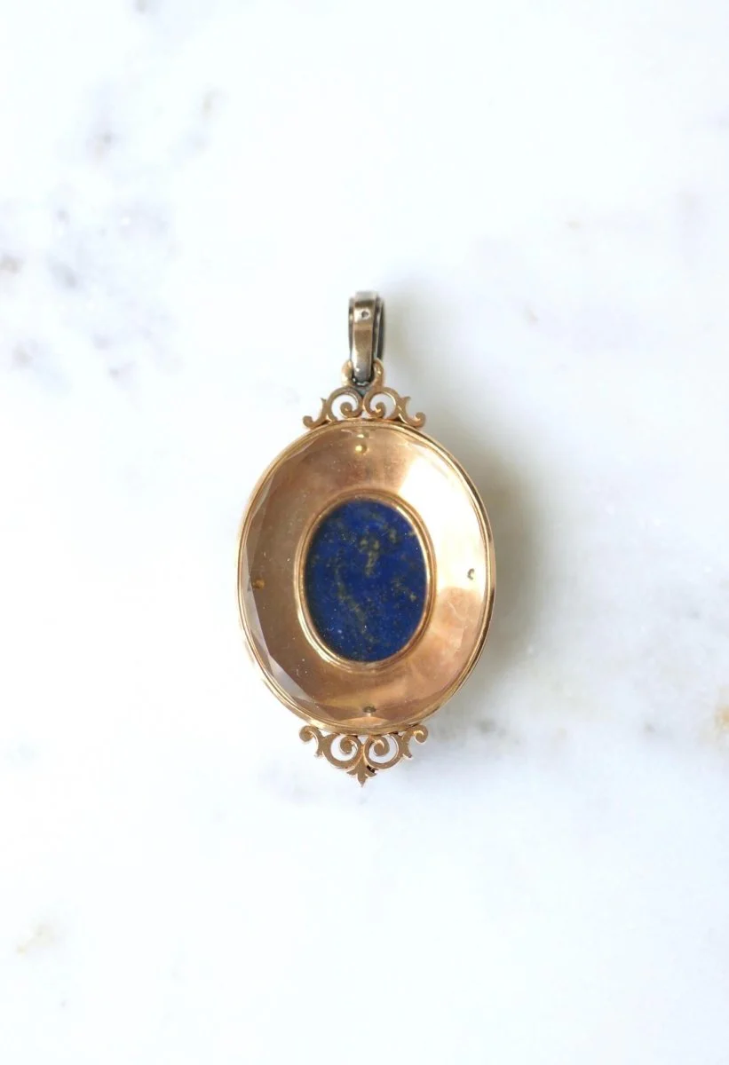 Pendant BASSOT Scarabée medallion in rose gold and silver - Image 5