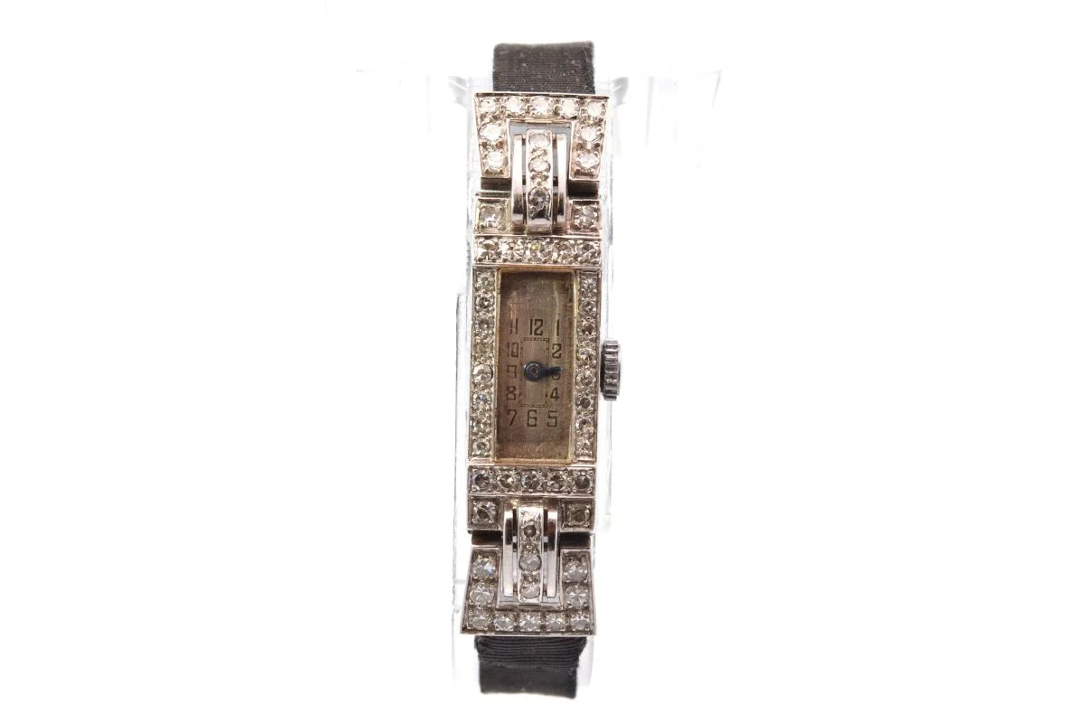 Watch art deco in paltinium and diamonds. - Image 2
