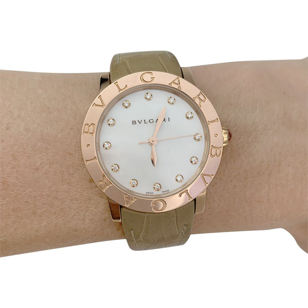 Bulgari watch, "BB33", pink gold, mother-of-pearl and diamonds. - Image 3