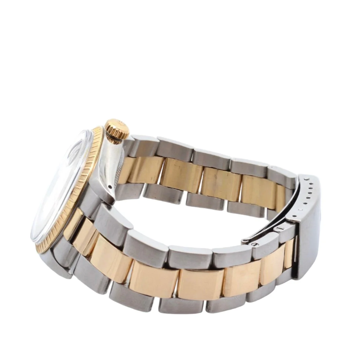 Watch ROLEX "Oyster Perpetual Date" in yellow gold, steel and sapphire - Image 3
