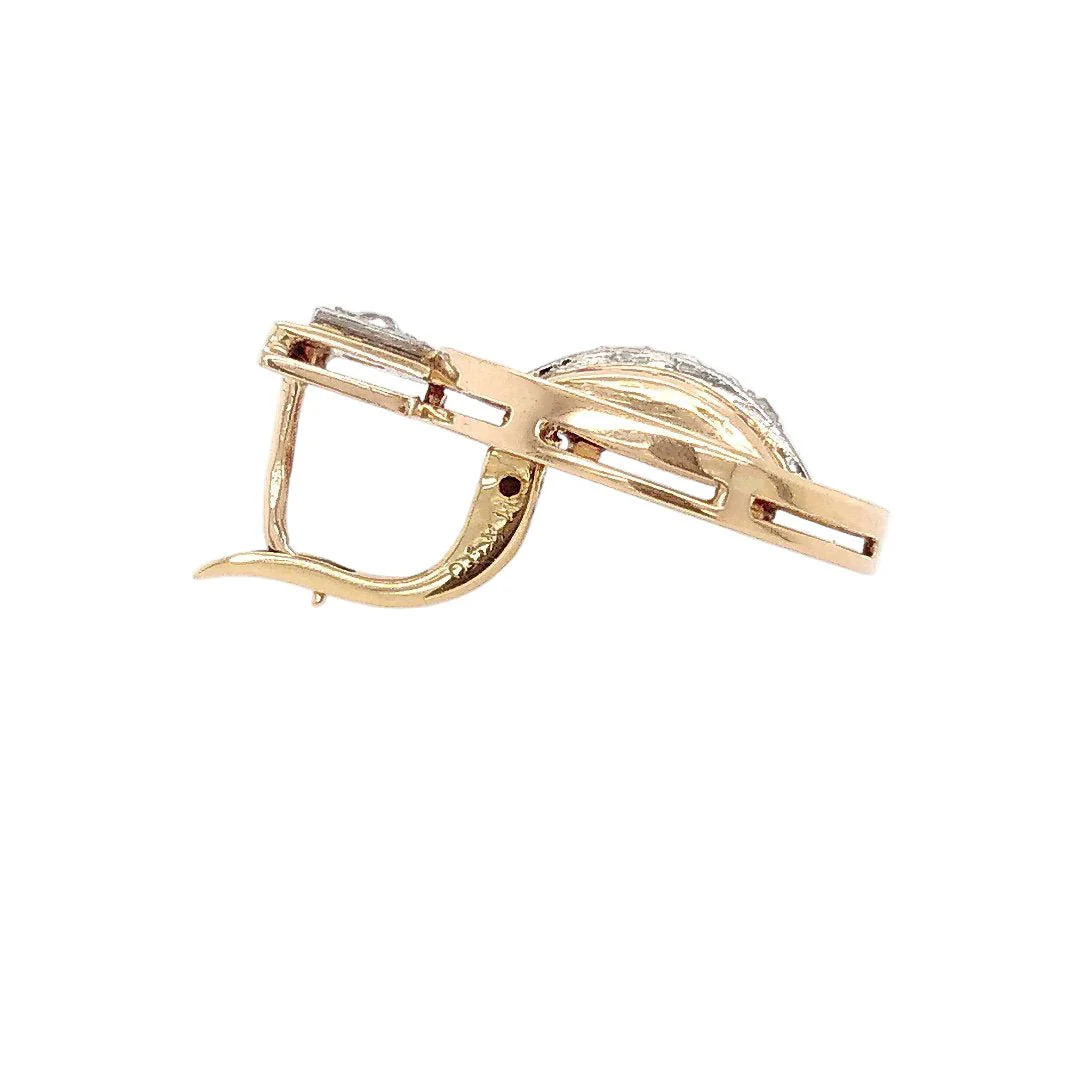 Earrings Sleeper in rose gold, paltinium, ruby and diamonds - Image 3