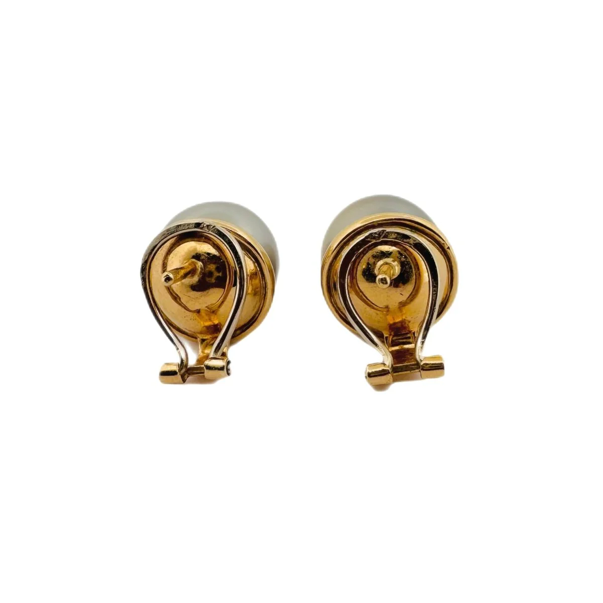 Pair of yellow gold and Tahitian pearl earrings - Image 4