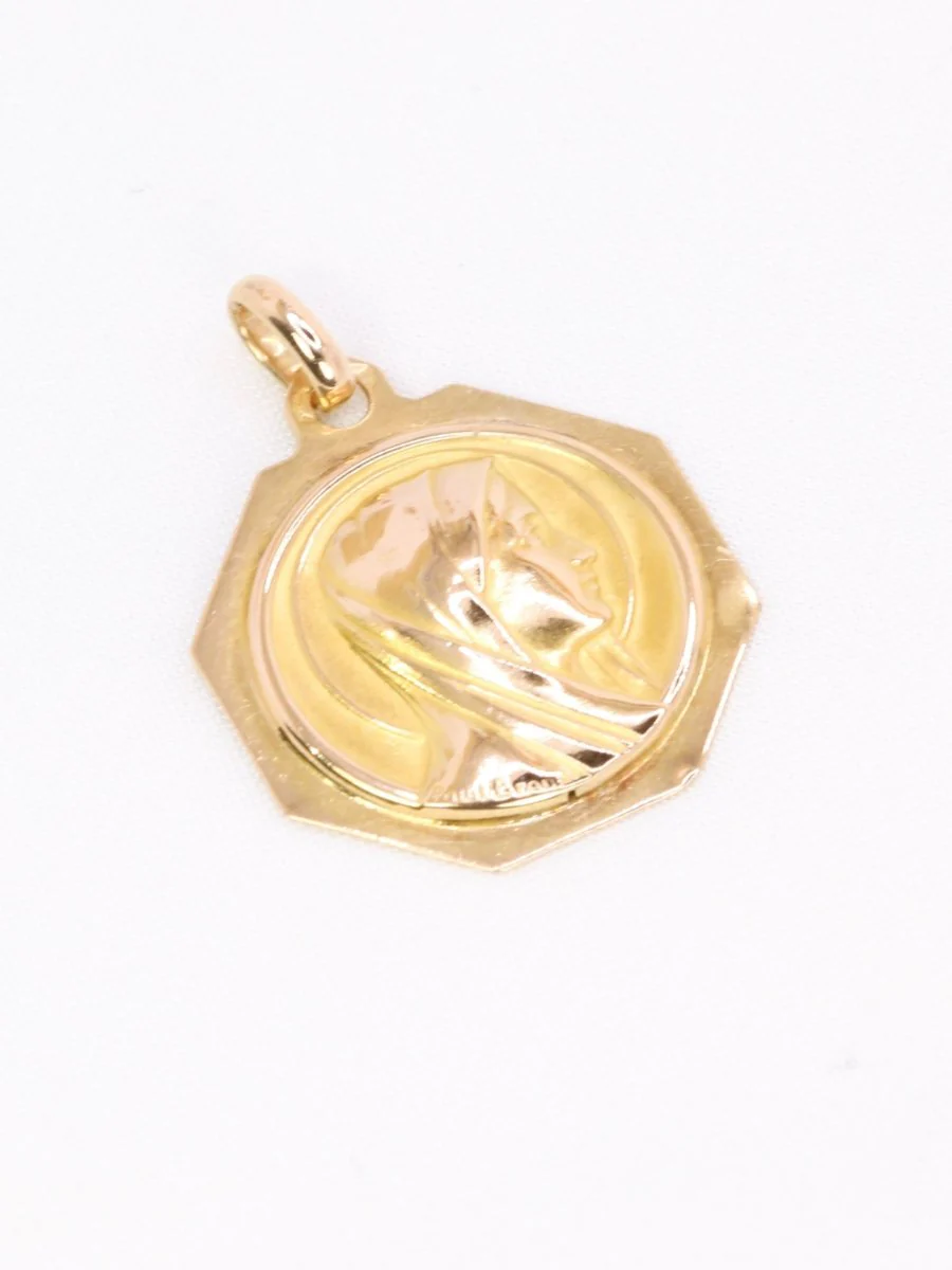 PAUL BRANDT Art Deco medal yellow gold virgin in profile - Image 4