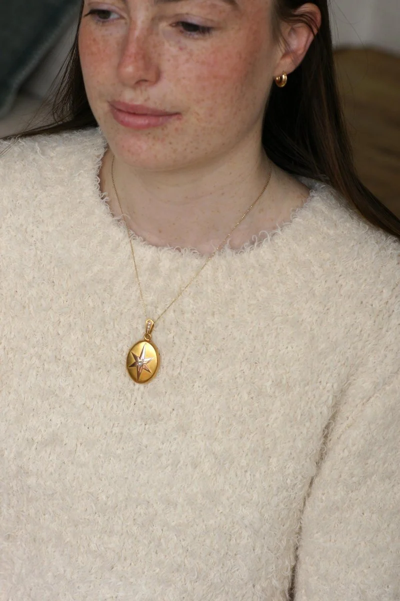 Medallion in rose gold, yellow gold and pearl - Image 5