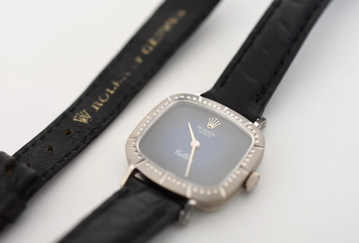 ROLEX "Cellini Zephir" Watch in white gold, leather and Sapphire - Image 15